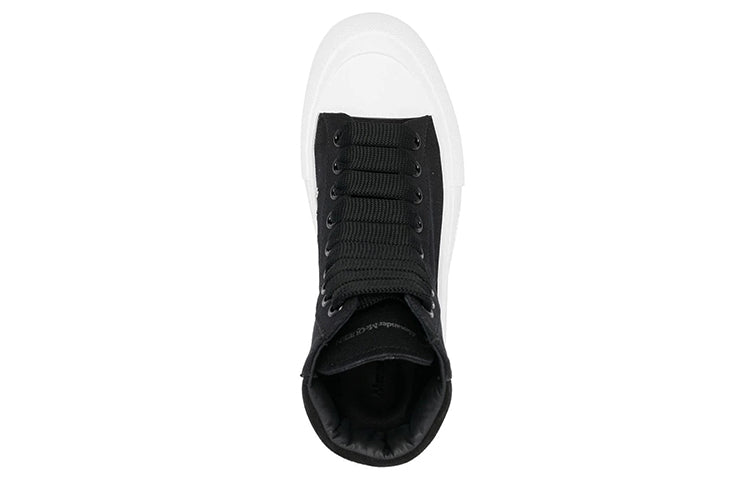 (WMNS) Alexander McQueen High-Top Deck Skate Plimsoll Shoes 'Black White' 697123W4MV71070