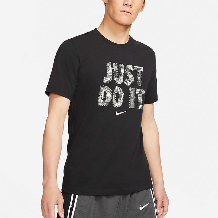 Nike Just Do It Alphabet Printing Sports Short Sleeve Black DD0802-010
