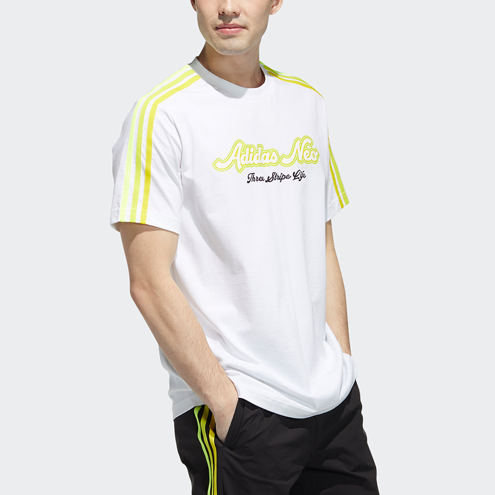 adidas neo M FAV 3S GR T 2 Printing Sports Round Neck Short Sleeve White GP5663