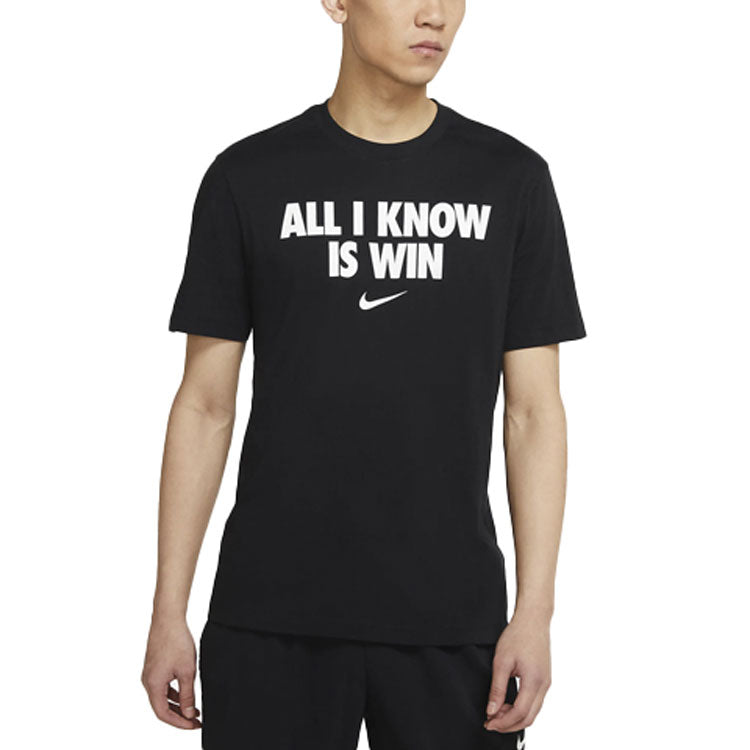 Nike All I Know Is Win Alphabet Printing Round Neck Short Sleeve Black DD0774-010