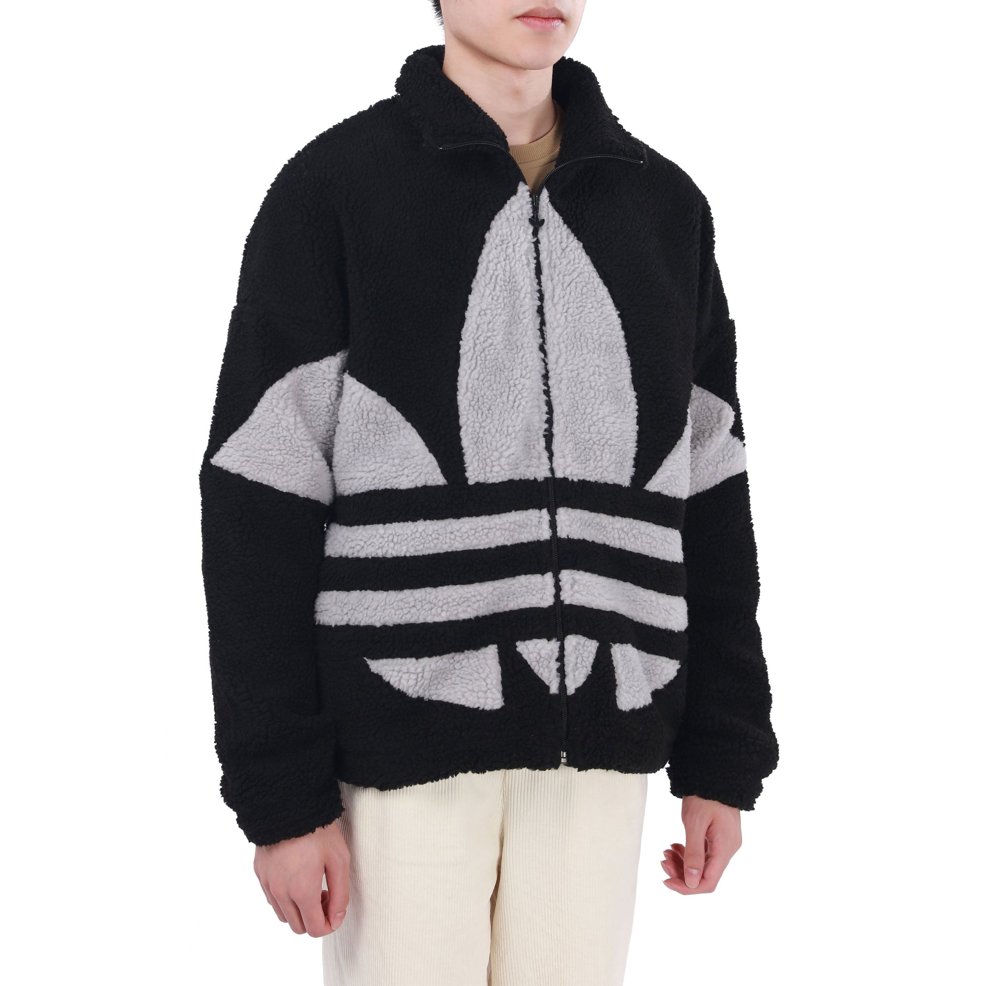 adidas originals Contrasting Colors Logo Suede Stand Collar Sports Jacket Black HC0325
