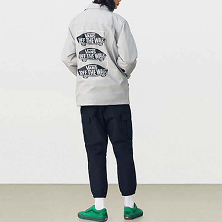 Men's Vans Series Skateboard Logo Printing Sports Jacket Gray VN0A5F5SSLV1