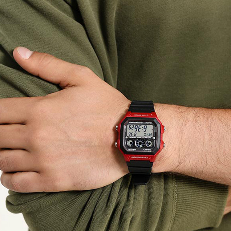 CASIO G Shock Waterproof Mens Black/Red Digital AE-1300WH-4A