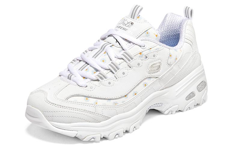 (WMNS) Skechers D'lites 1.0 Sneakers 'White Grey' 896180-WHT