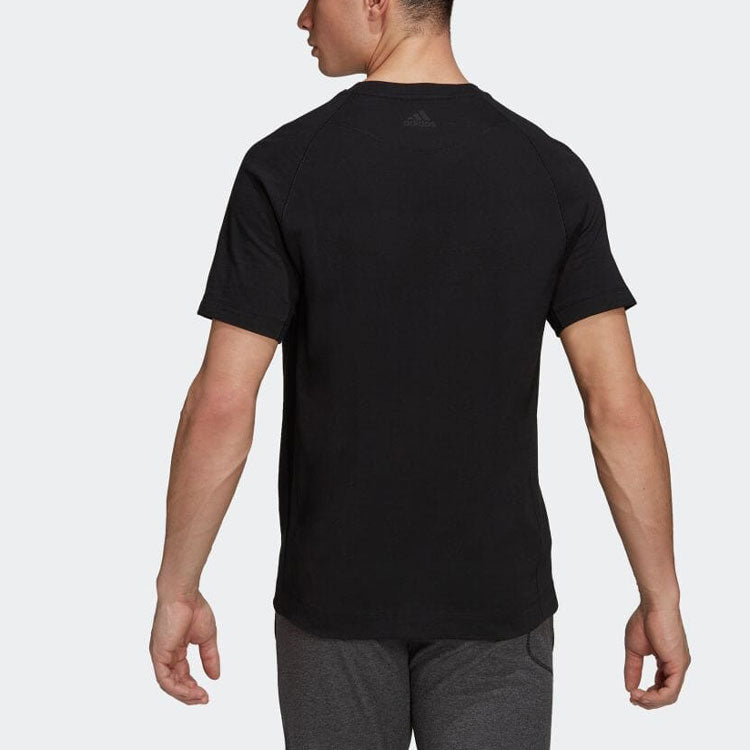 Men's adidas Solid Color Logo Alphabet Printing Round Neck Short Sleeve Black T-Shirt HJ9901