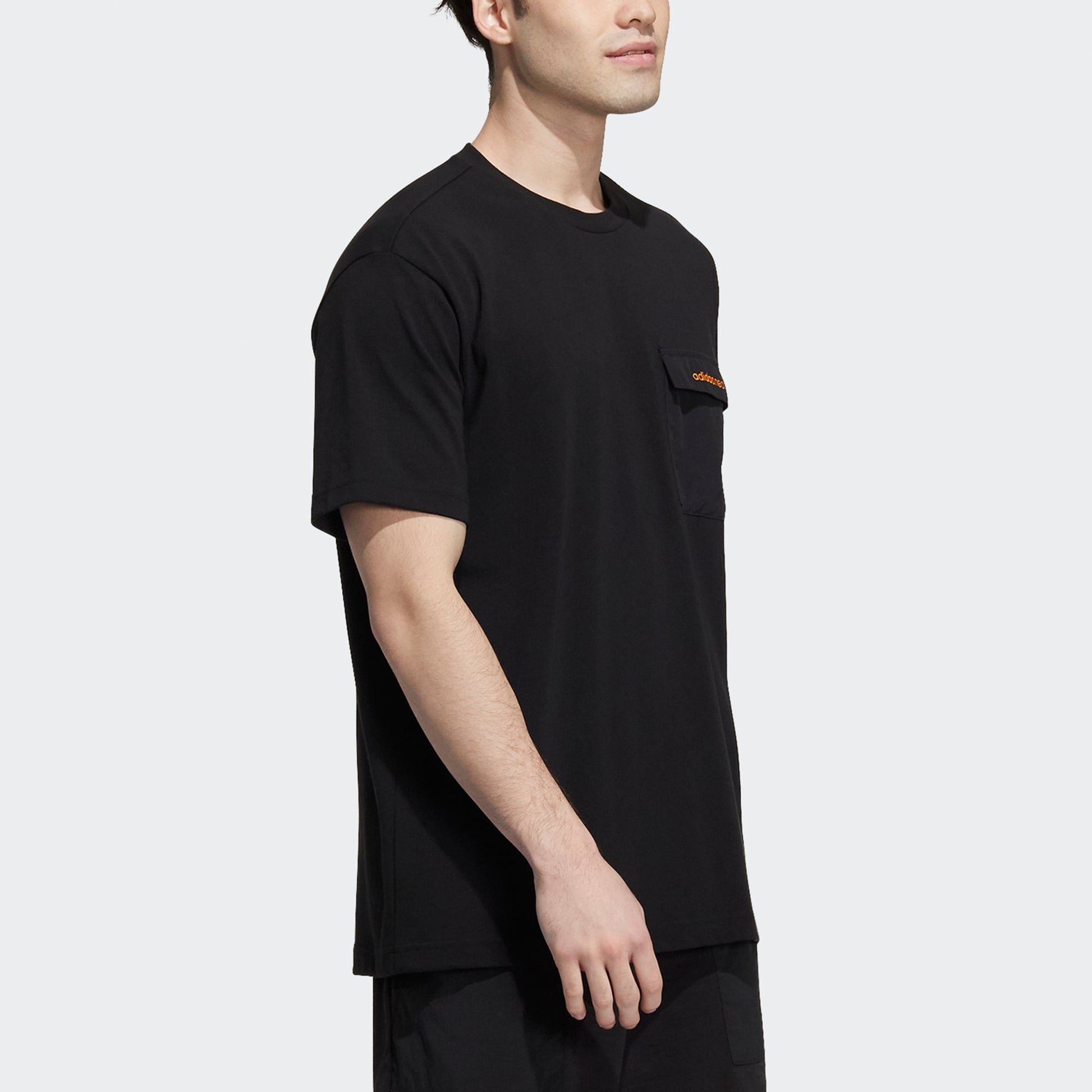 adidas neo M Sw Pkt Tee Chest Pocket Back Funny Sports Short Sleeve Black H55278
