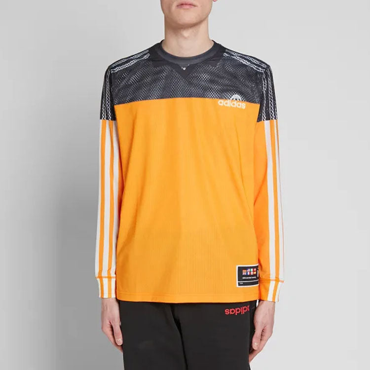 adidas originals x Alexander Wang Crossover Breathable Alphabet Printing Stripe Colorblock Long Sleeves Yellow T-Shirt DT9485