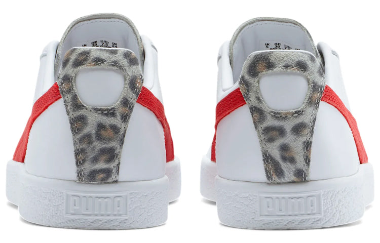 (WMNS) PUMA Clyde Leopard Sneakers White/Red 374165-01