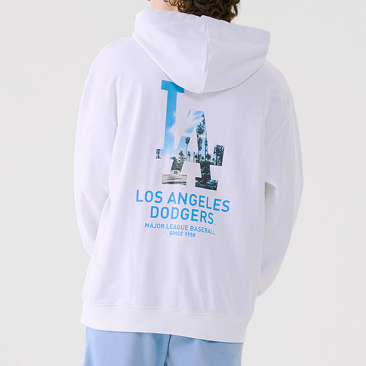 MLB LA hooded Large LOGO Printing Sports Long Sleeves Unisex White 31HDE1011-07W
