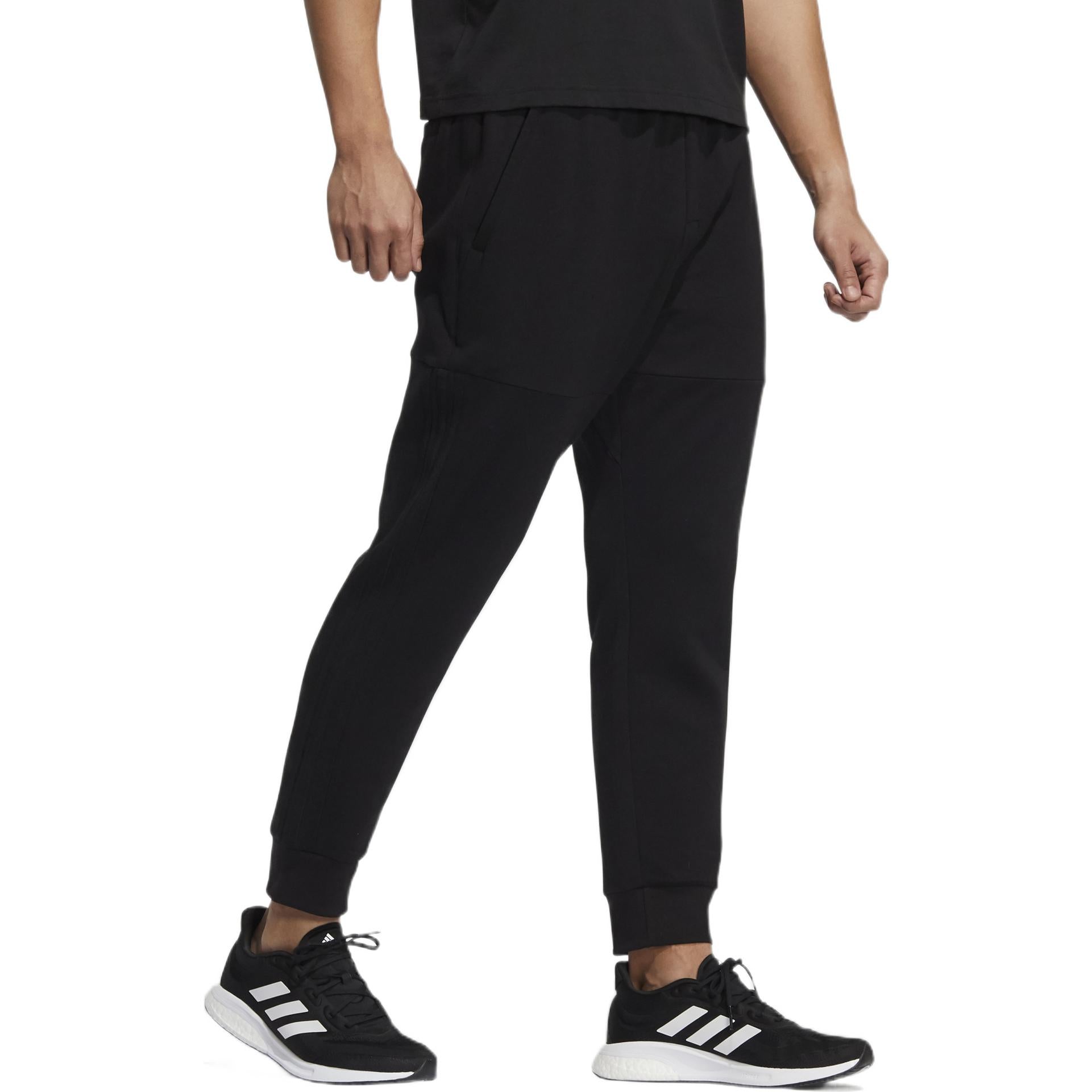 Men's adidas Solid Color Knit Bundle Feet Sports Pants/Trousers/Joggers Black HE7444