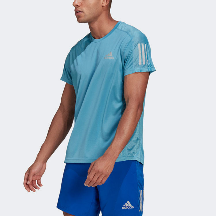 adidas Own the Run Tee Sports Training Quick Dry Short Sleeve Blue GJ9966