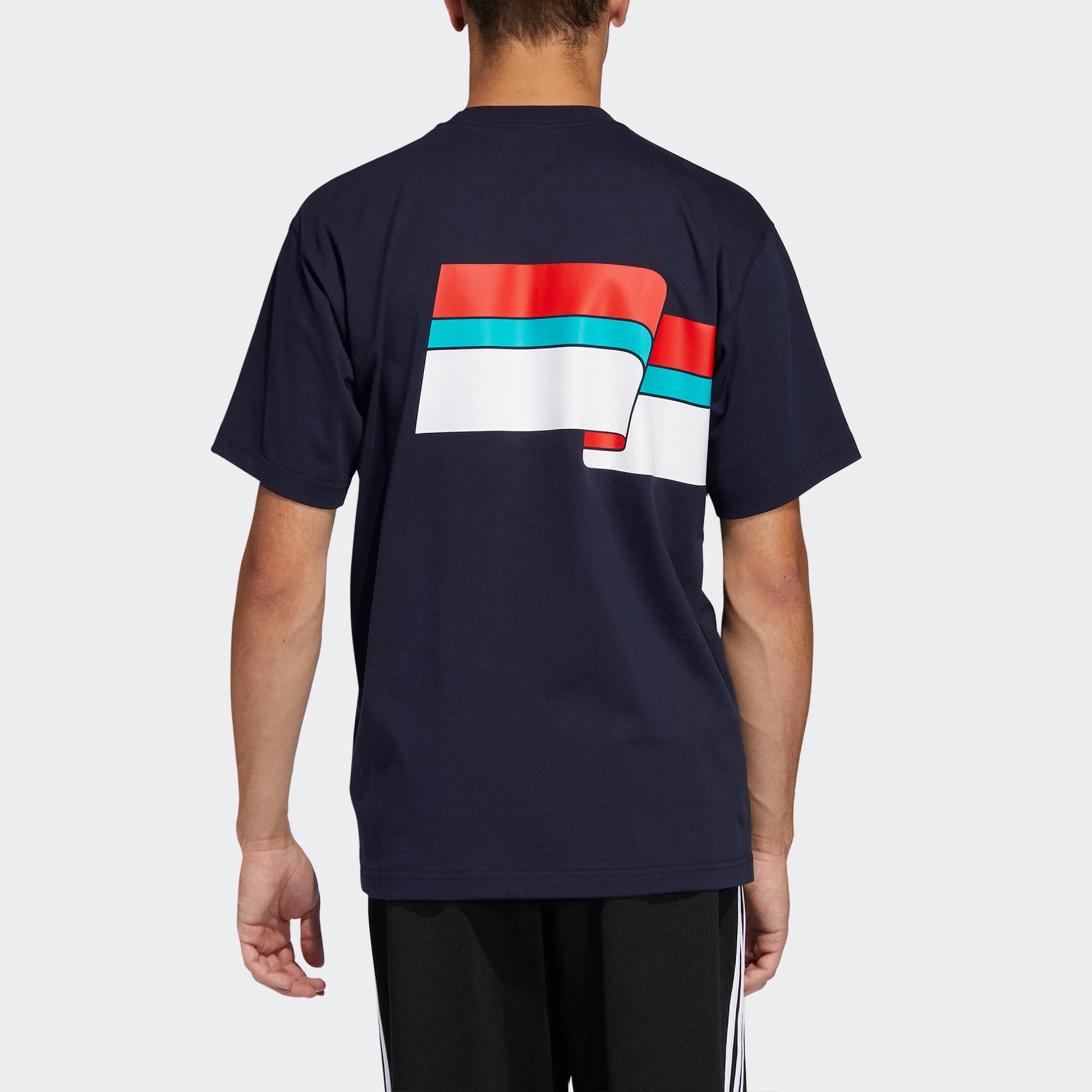 adidas originals Ripple Tee Colorblock Printing Sports Short Sleeve Navy Blue FM1548