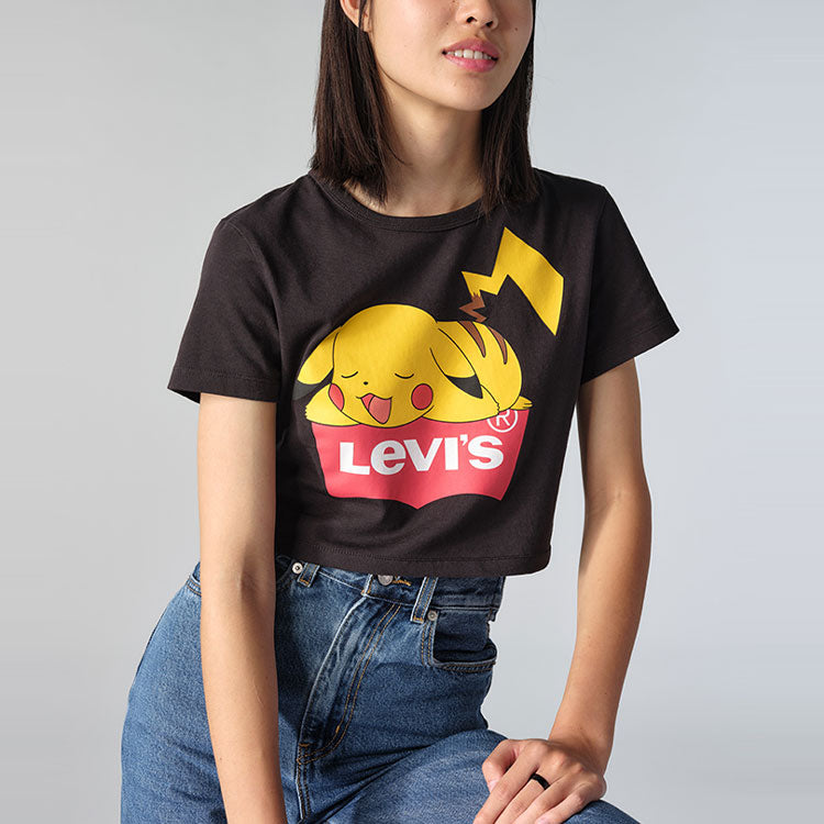 Levis x Pokmon Crossover Pikachu Cartoon Printing Short Sleeve Black 59187-0004
