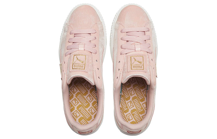 (WMNS) PUMA Platform Velvet Pink/White Low Casual Board Shoes 373935-02