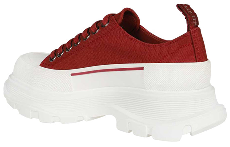 (WMNS) Alexander McQueen Tread Slick Low Lace Up 'Dark Red White' 611705W4MV25115