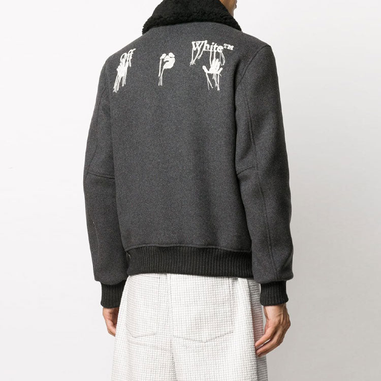 Off-White Logo aviator Jacket Loose Fit Gray OMEA238F20FAB0010801