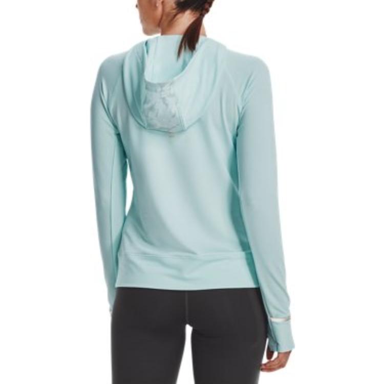 (WMNS) Under Armour OutRun The Cold Hooded 1/2 Zip Top 'Fuse Teal' 1373206-469