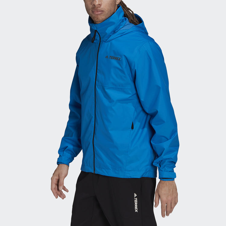 adidas Solid Color Logo Alphabet Printing Hooded Jacket Blue HA2305