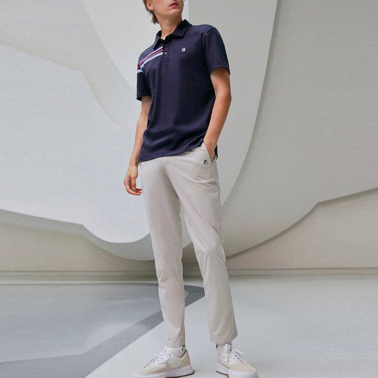 FILA Contrast Colors StripesSport Casual Short Sleeve poloShirt Men s Blue F11M121114F-NV