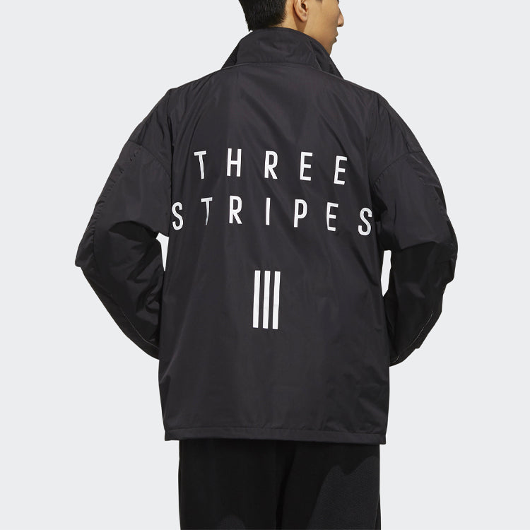 adidas M S2s Coach Jk Back Printing Sports Stand Collar Jacket Black ED1928