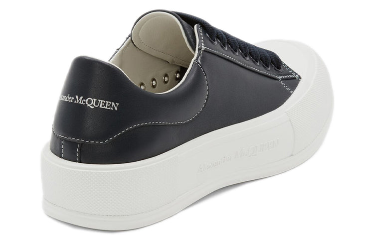 Alexander McQueen Leather Deck Plimsoll 'Navy Blue' 667817WIABK4472