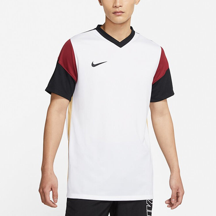 Men's Nike Casual Sports Breathable V Neck Short Sleeve White T-Shirt CW3826-100