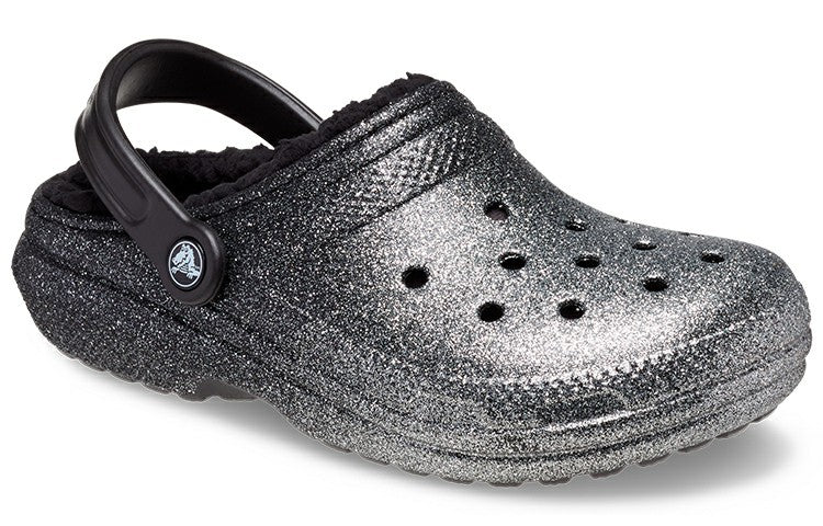 Crocs Classic Glitter Lined Clogs 'Black Silver' 205842-067