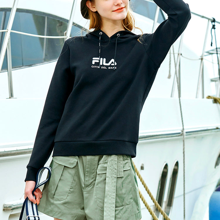 (WMNS) FILA logo Sports Hoodie Black F11W018222F-BK