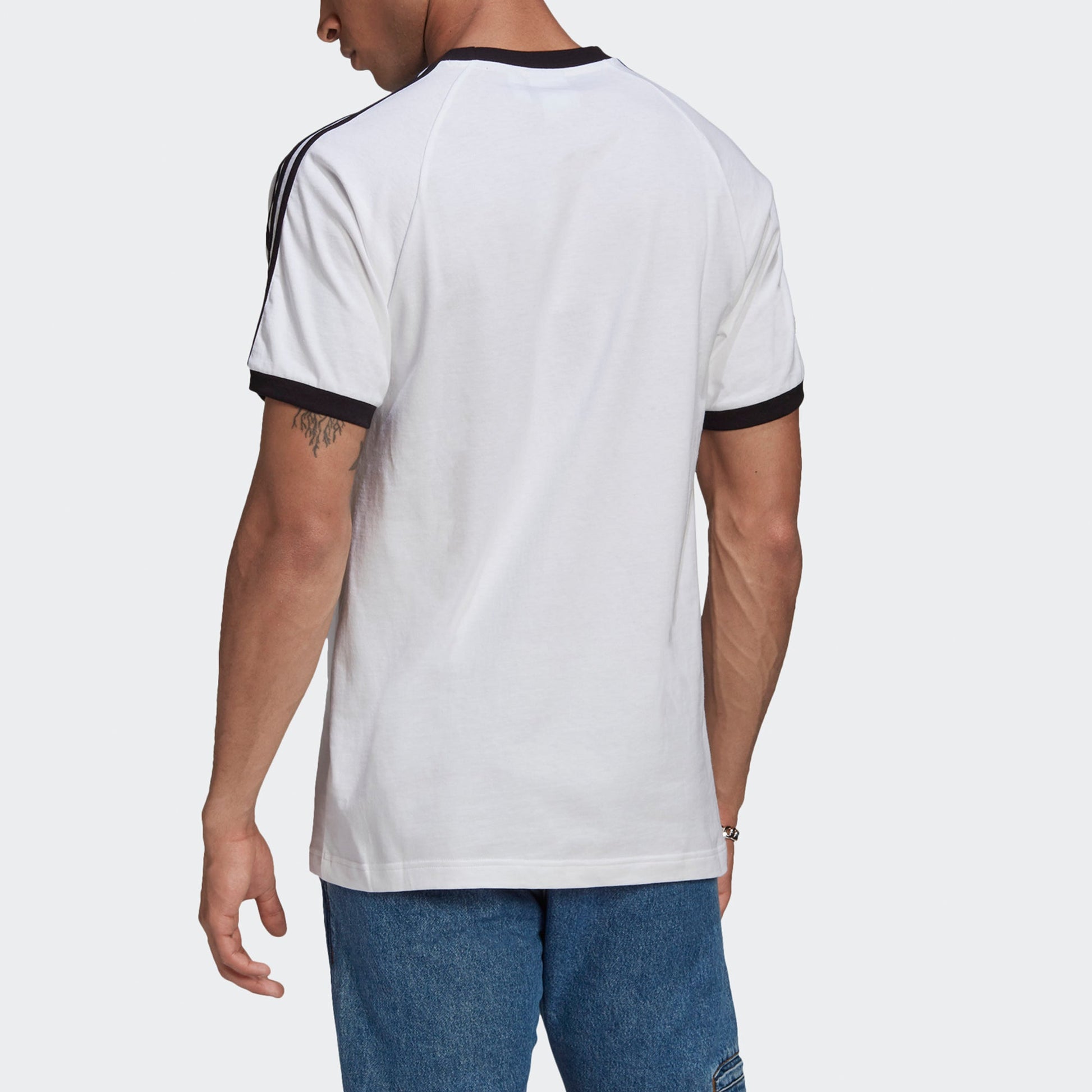 adidas originals Adicolor Classics Embroidered Logo Stripe Sports Short Sleeve White GN3494