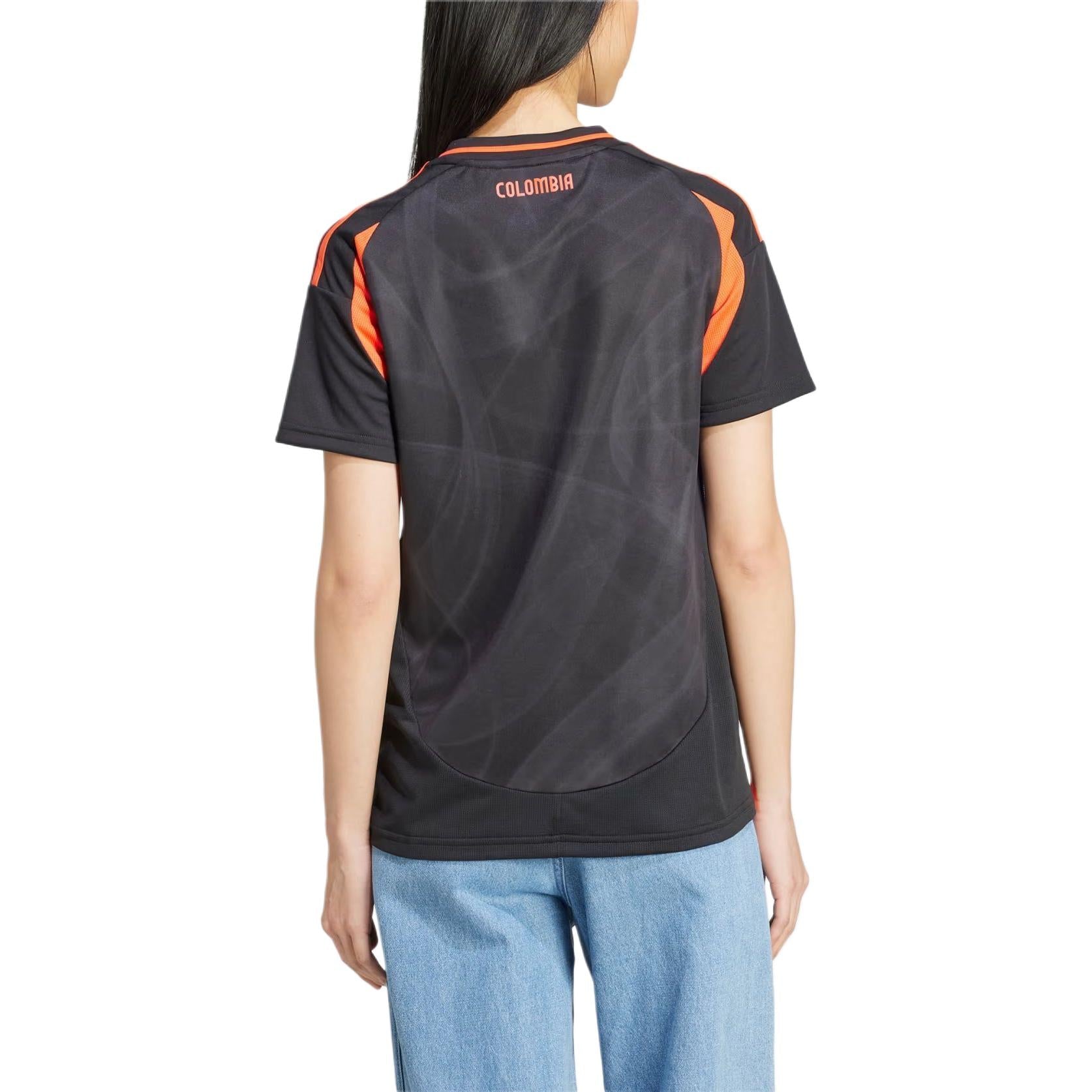 (WMNS) adidas Colombia 24 Away Soccer Jersey Asia Sizing 'Black Orange' IP8271