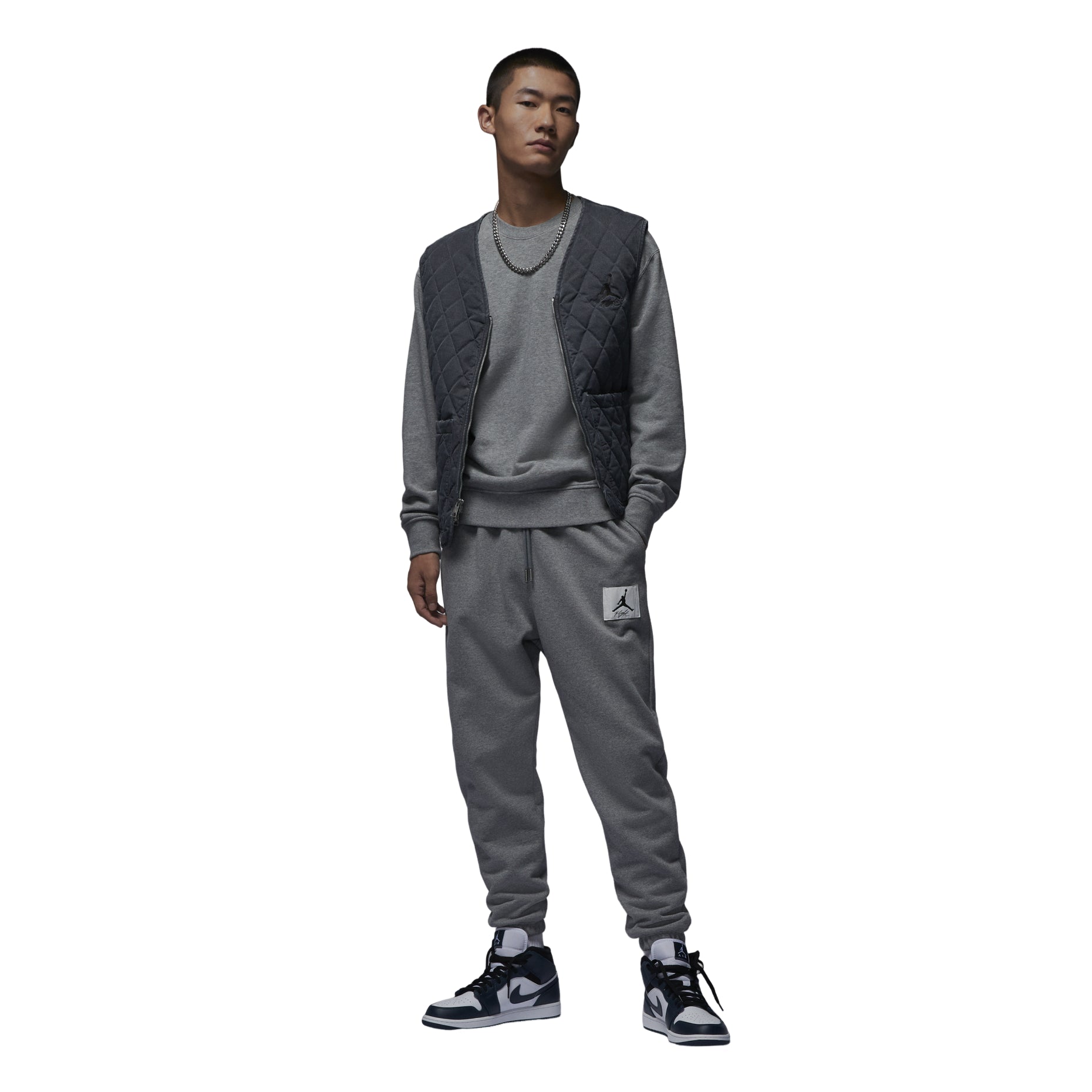 Air Jordan Essentials Loopback Fleece Crew-Neck Sweatshirt 'Grey' FQ1865-091