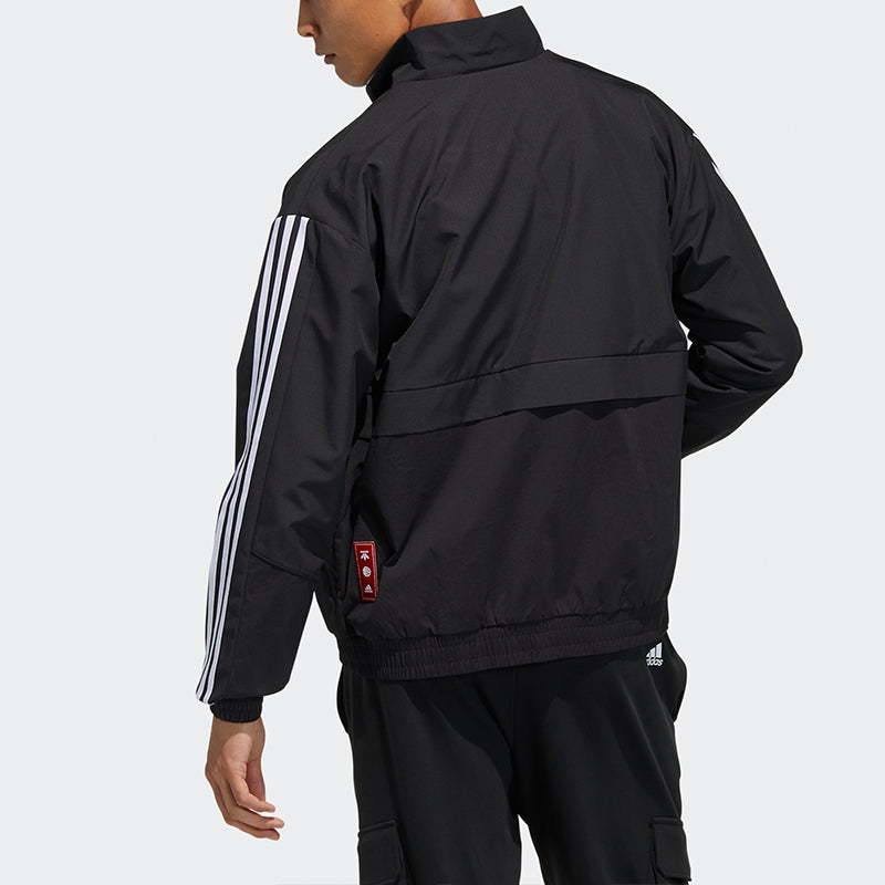 adidas Cny Jkt South Fleece Lined Stay Warm Stand Collar Sports Jacket Black GP1823