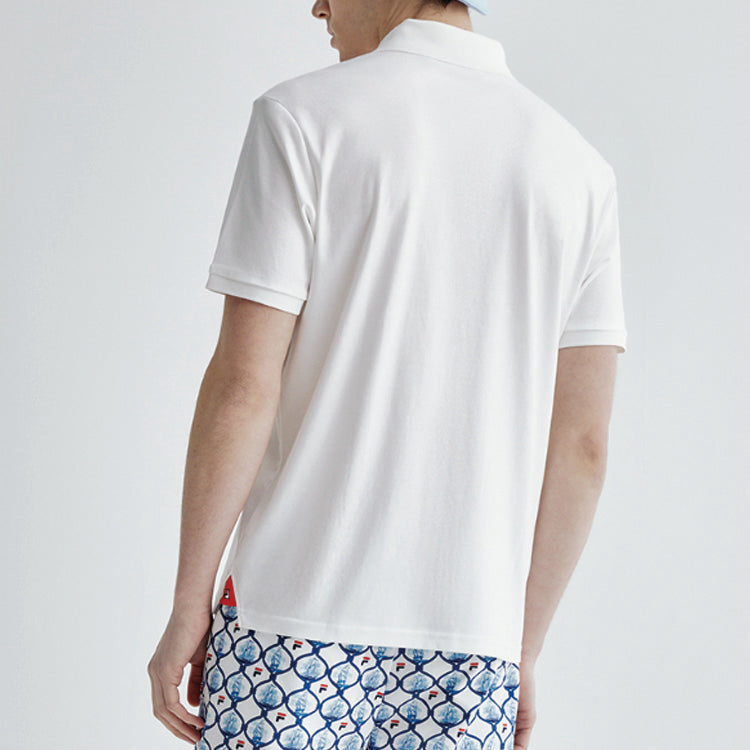 FILA Logo Printing Knit Short Sleeve Polo Shirt White F51M021108F-WT