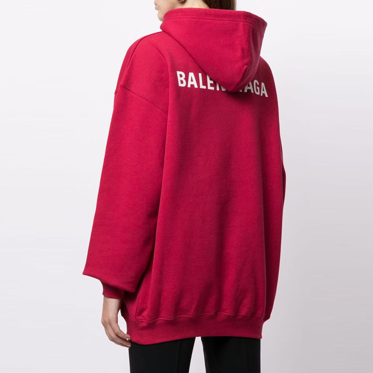 (WMNS) Balenciaga SS21 Logo Medium Fit Hoodie 'Red' 578135TIV846295