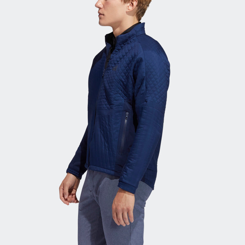 adidas Quilting Jk Golf Sports Stand Collar Jacket Blue FS6956