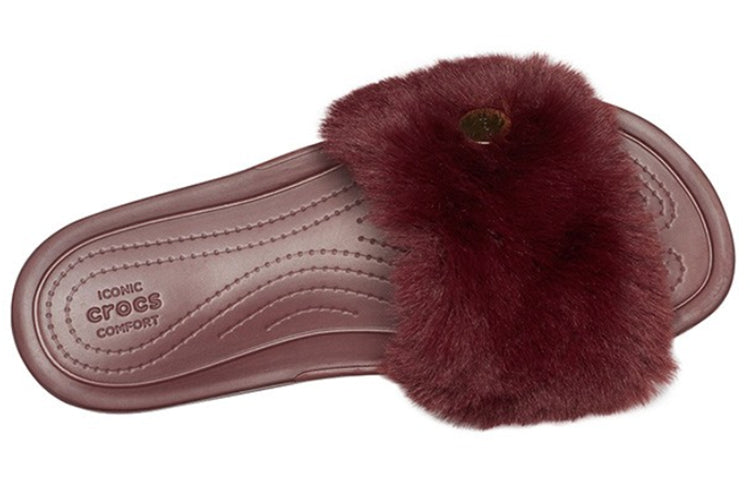 (WMNS) Crocs Wine Red Slippers 205968-60U