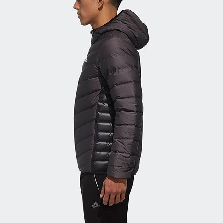 adidas Side Splicing Solid Color hooded down Jacket Gray CV6813