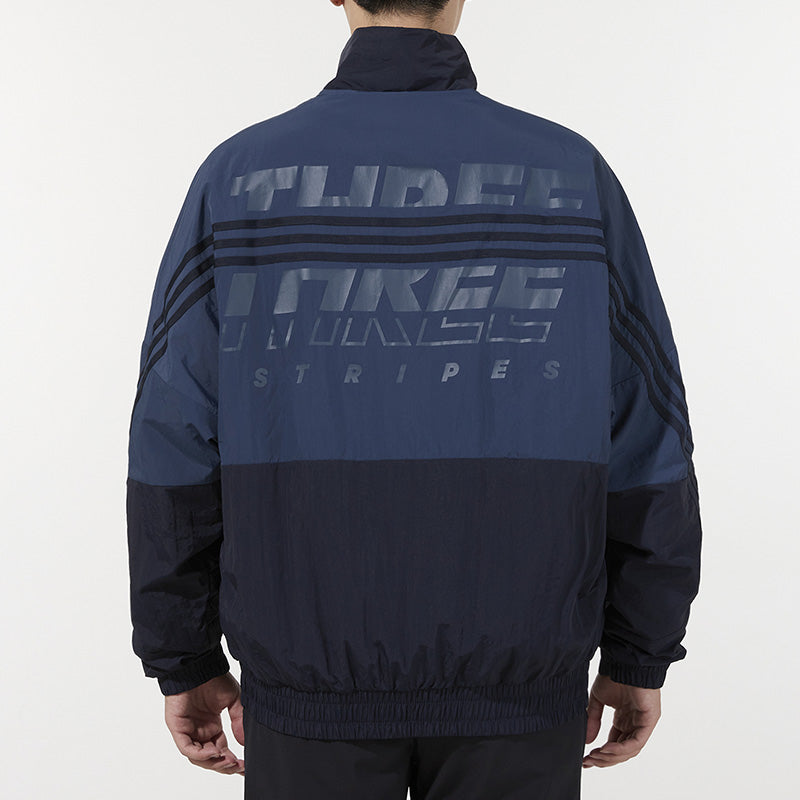 adidas M Si Wov Jkt Contrast Color Stitching Stripe Loose Stand Collar Woven Jacket Blue GT6356