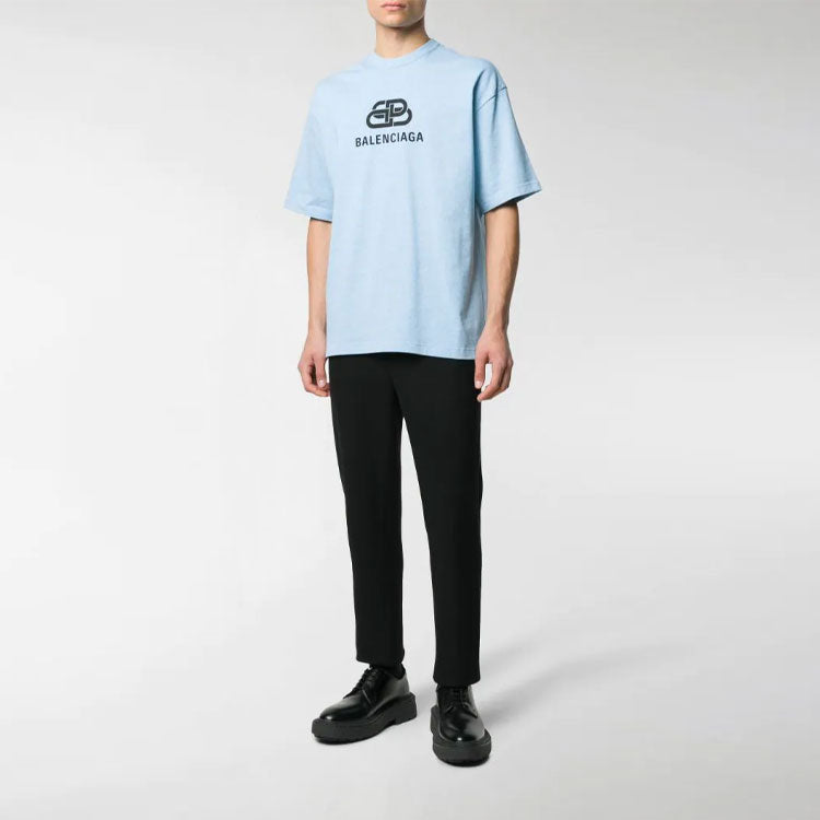 Balenciaga Interlocked BB Regular Fit T-shirt 'Light Blue' 578139TGV755840