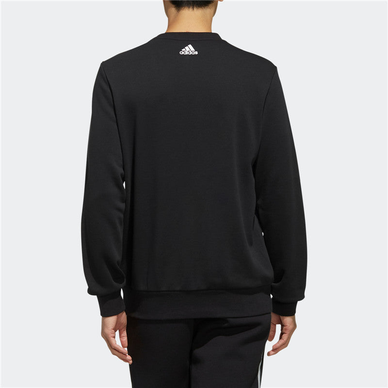 adidas logo Printing Camouflage Loose Sports Round Neck Pullover Black FJ0240