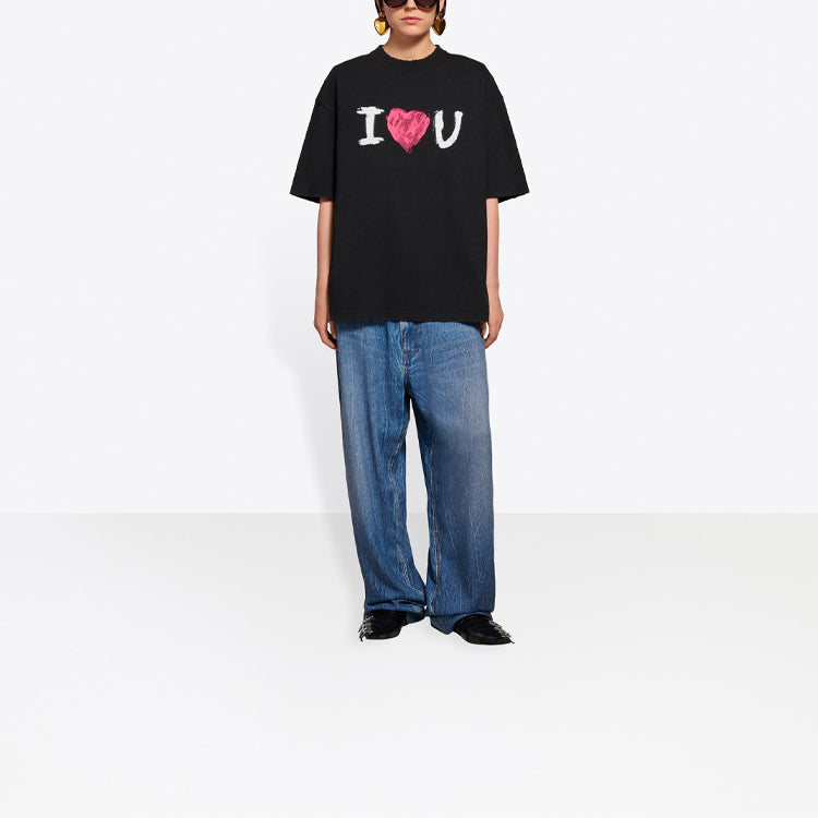 Men's Balenciaga SS21 Love Short Sleeve Black 612966TJVL51070