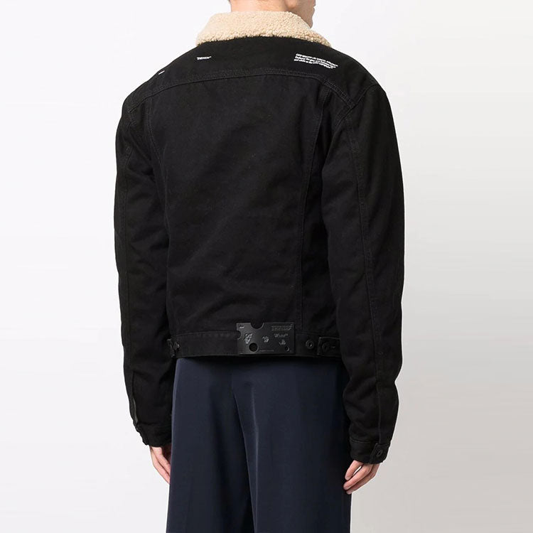 Off-White FW21 Environmental Friendly lapel Jacket Version Black OMYE074F21DEN0011001