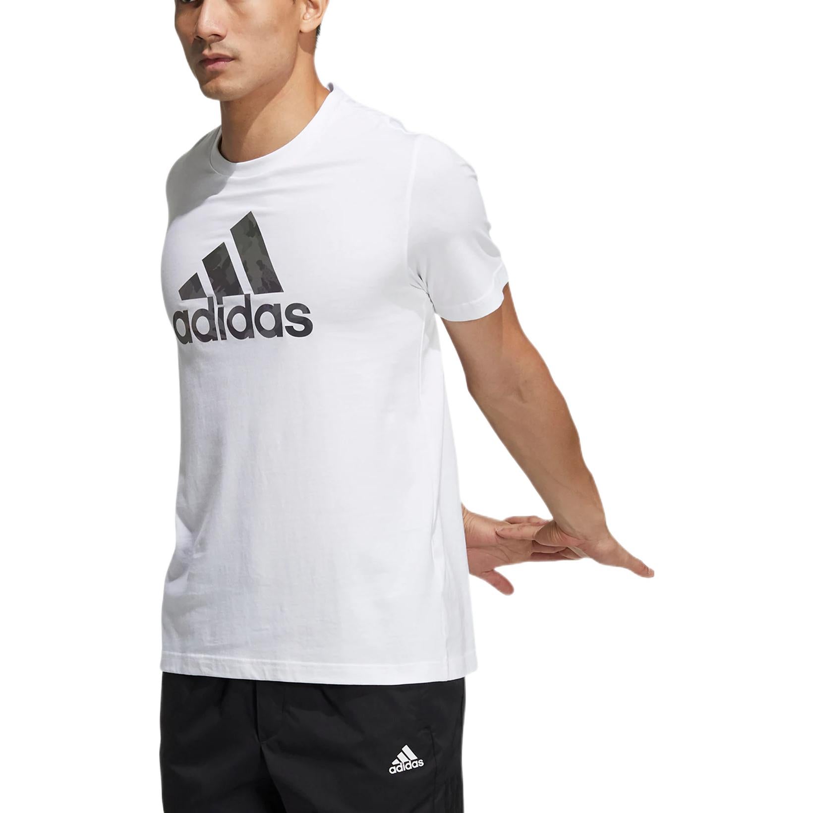 adidas Alphabet Logo Printing Sports Round Neck Short Sleeve White HE7425