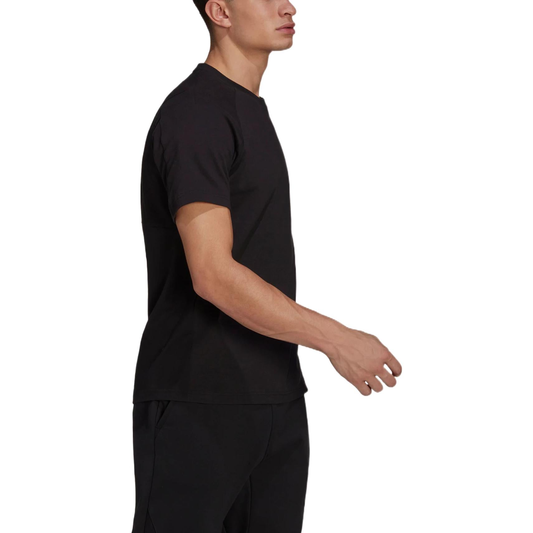 adidas Solid Color Logo Micro Mark Casual Sports Short Sleeve Black HE2238