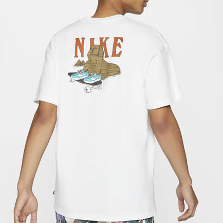 Nike SB Skate T-Shirt Back Shoe Skateboard Round Neck Short Sleeve White CU0297-100