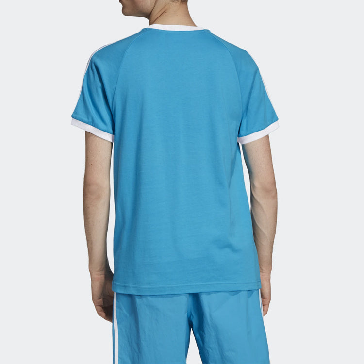adidas originals 3-Stripes Tee Casual Round Neck Loose Logo Stripe Short Sleeve Blue DZ4587