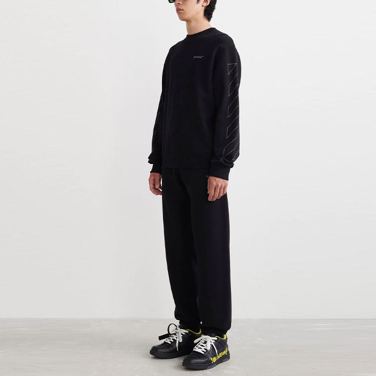 Men's Off-White SS22 Printing Round Neck Black OMBA057C99FLE0021010