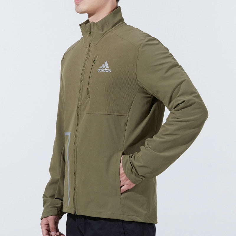 Men's adidas Logo Printing Sports Stand Collar Jacket Olive H13234