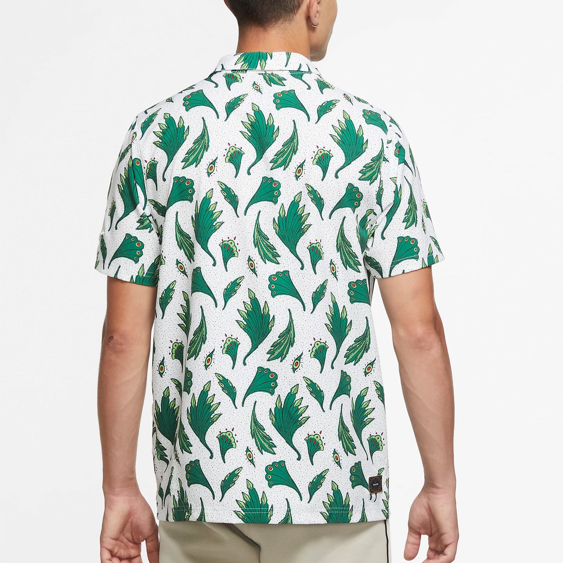 Men's Nike Nigeria Feather Printing Woven Short Sleeve White Shirt CU1417-100