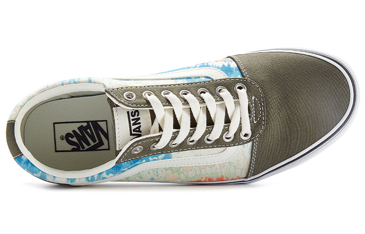 Vans Ward Low Tops Casual Skateboarding Shoes White Green Unisex Multi-Color Tie Dye 'White Army Green Blue' VN0A36EM3Q8